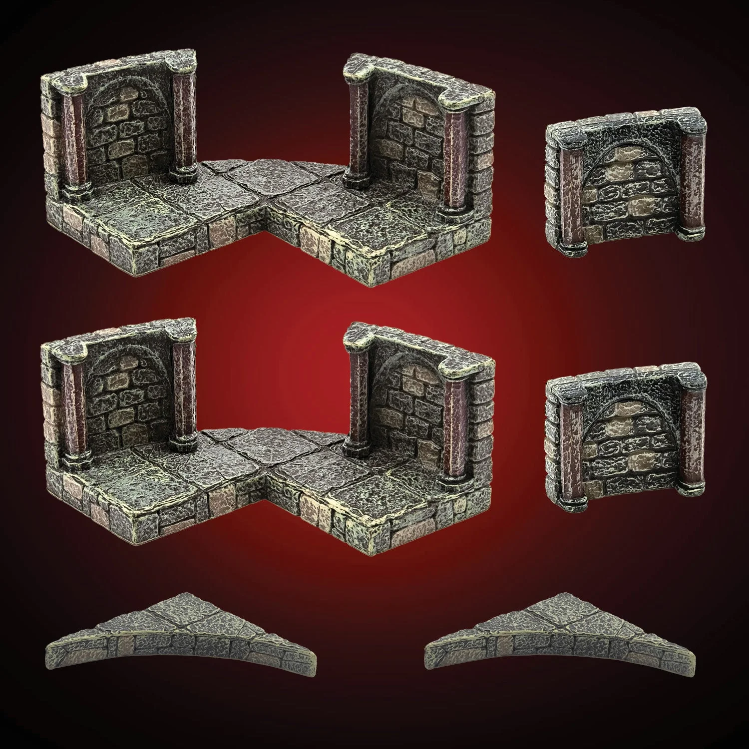 Dungeon Large Curve Walls - Vaulted (Unpainted)