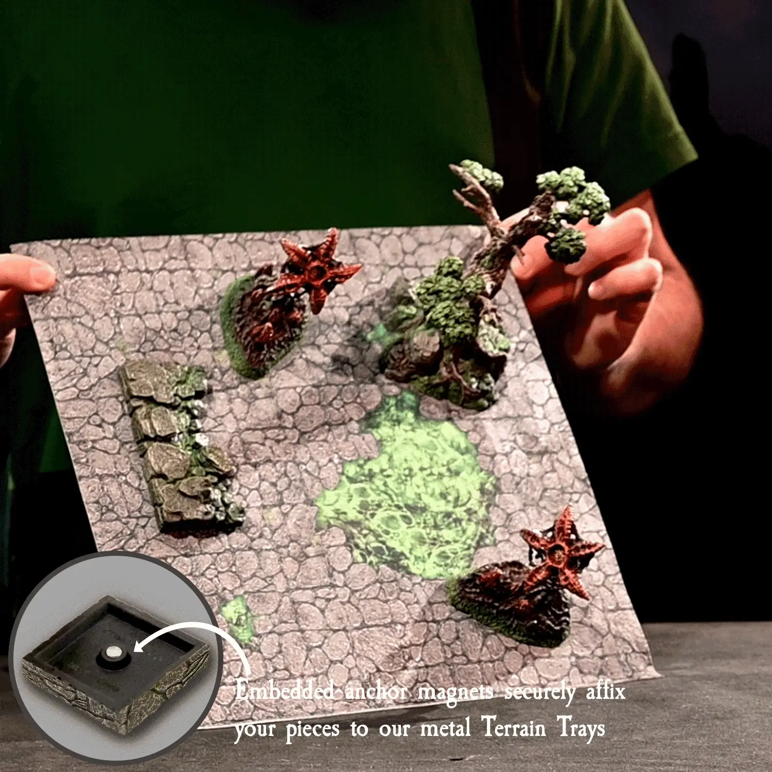 Terrain Tray Single 12" x 12": Erinthor Mountain/Toxic Pool - Image 3
