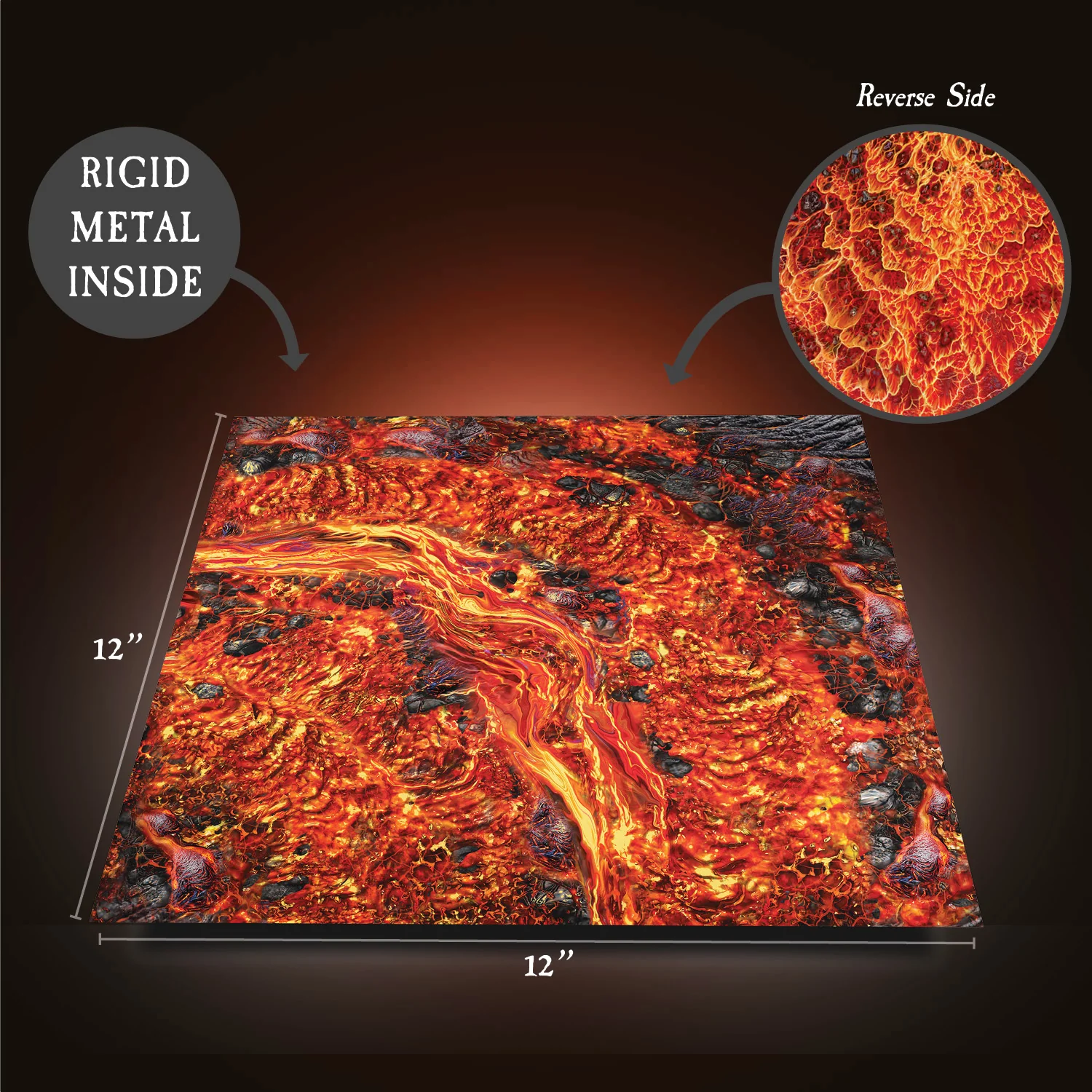 Terrain Tray Single 12" x 12": Magma River Curve/Magma Mouth