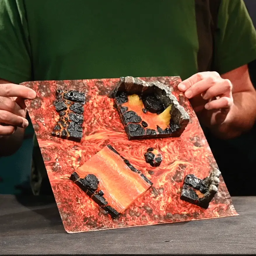 Terrain Tray Single 12" x 12": Magma River Curve/Magma Mouth - Image 4