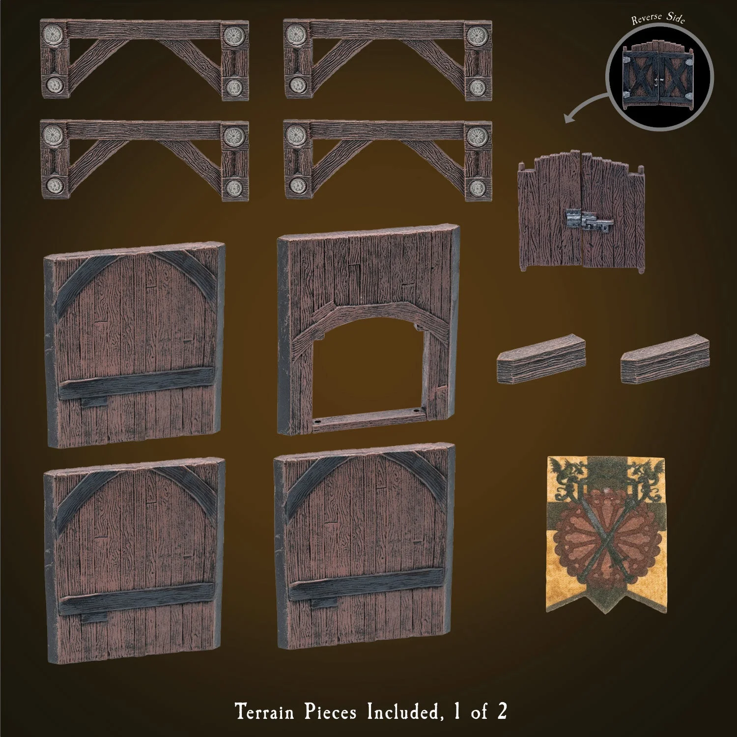 Rustic Wood - Double High Walls & Posts (Painted)