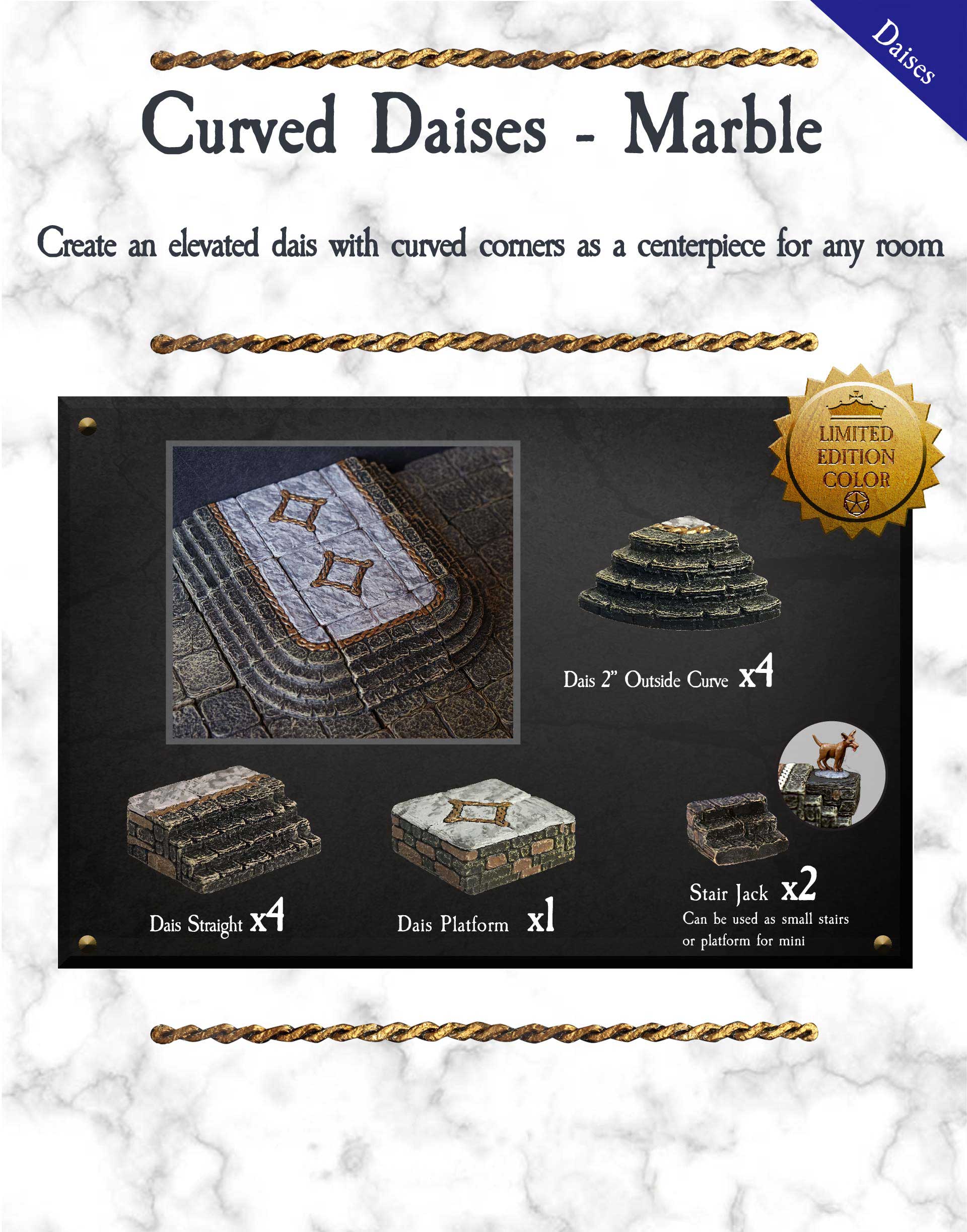 Curved Daises - Marble (Painted) (Limited Edition)