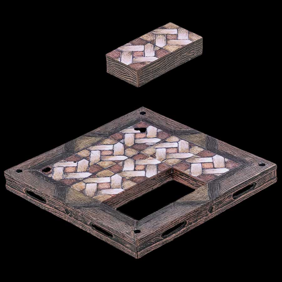 4x4 Parquet Wood Floor and Rustic / Parquet - Wood Floor Insert (Painted)