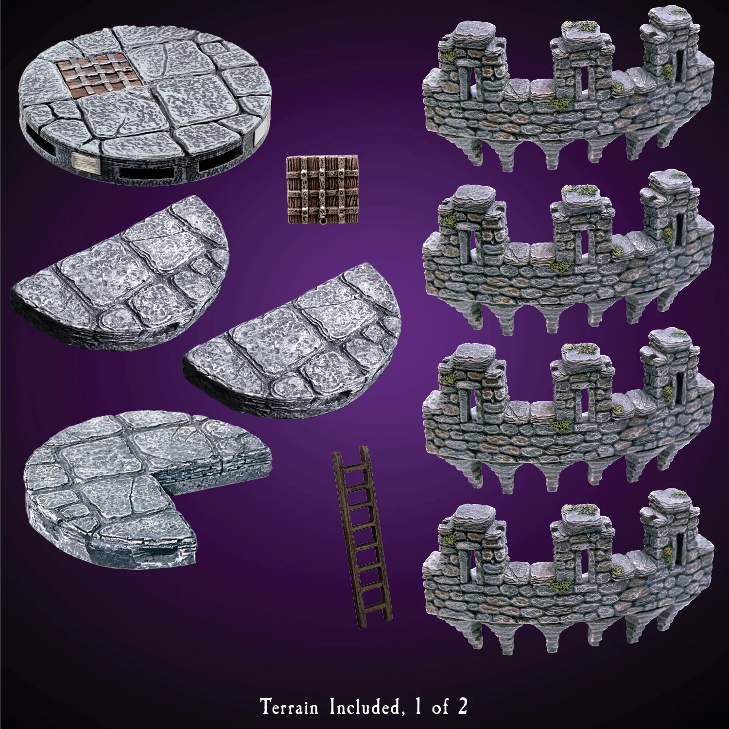 Large Tower Battlements (Painted)
