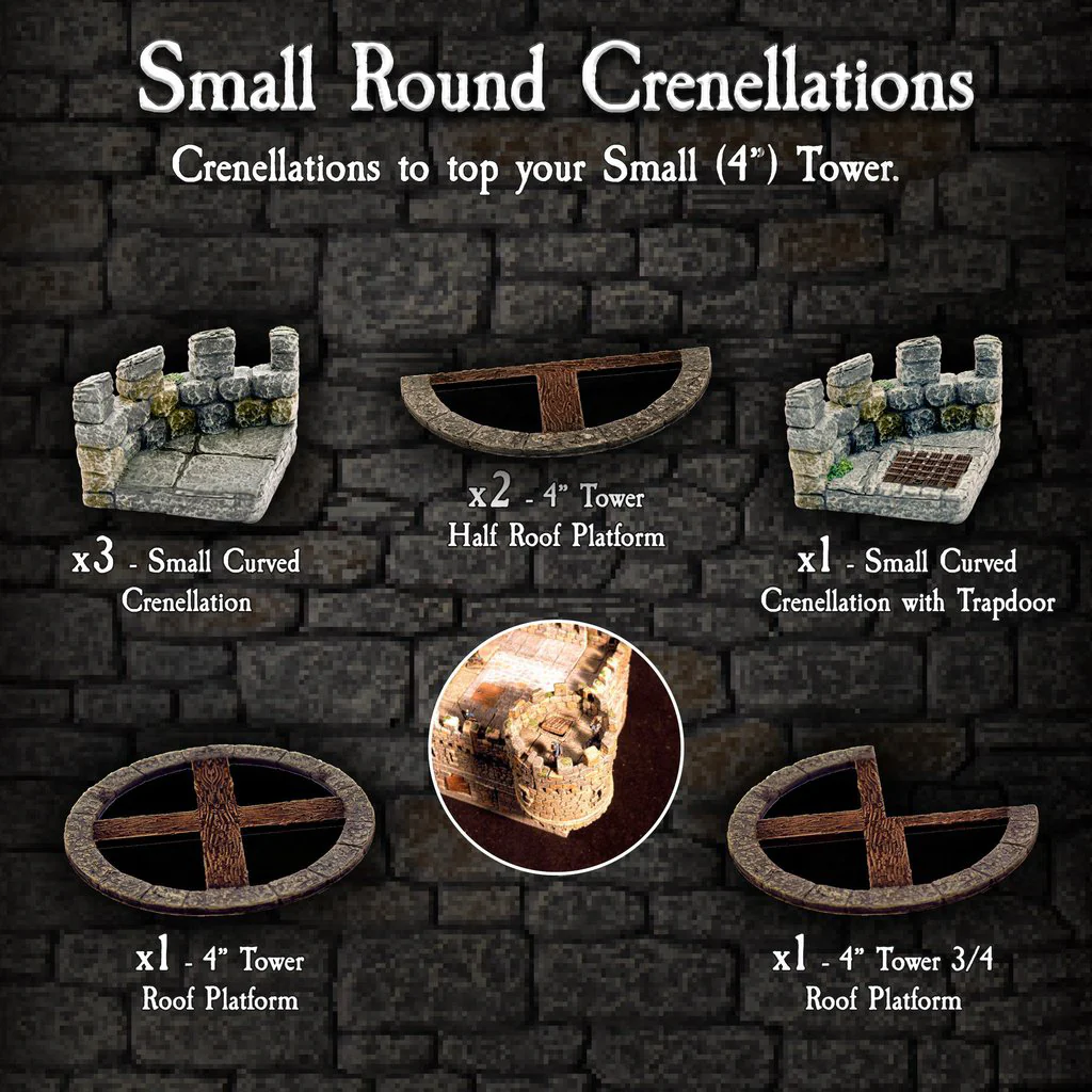 Small Round Crenellations (Painted)