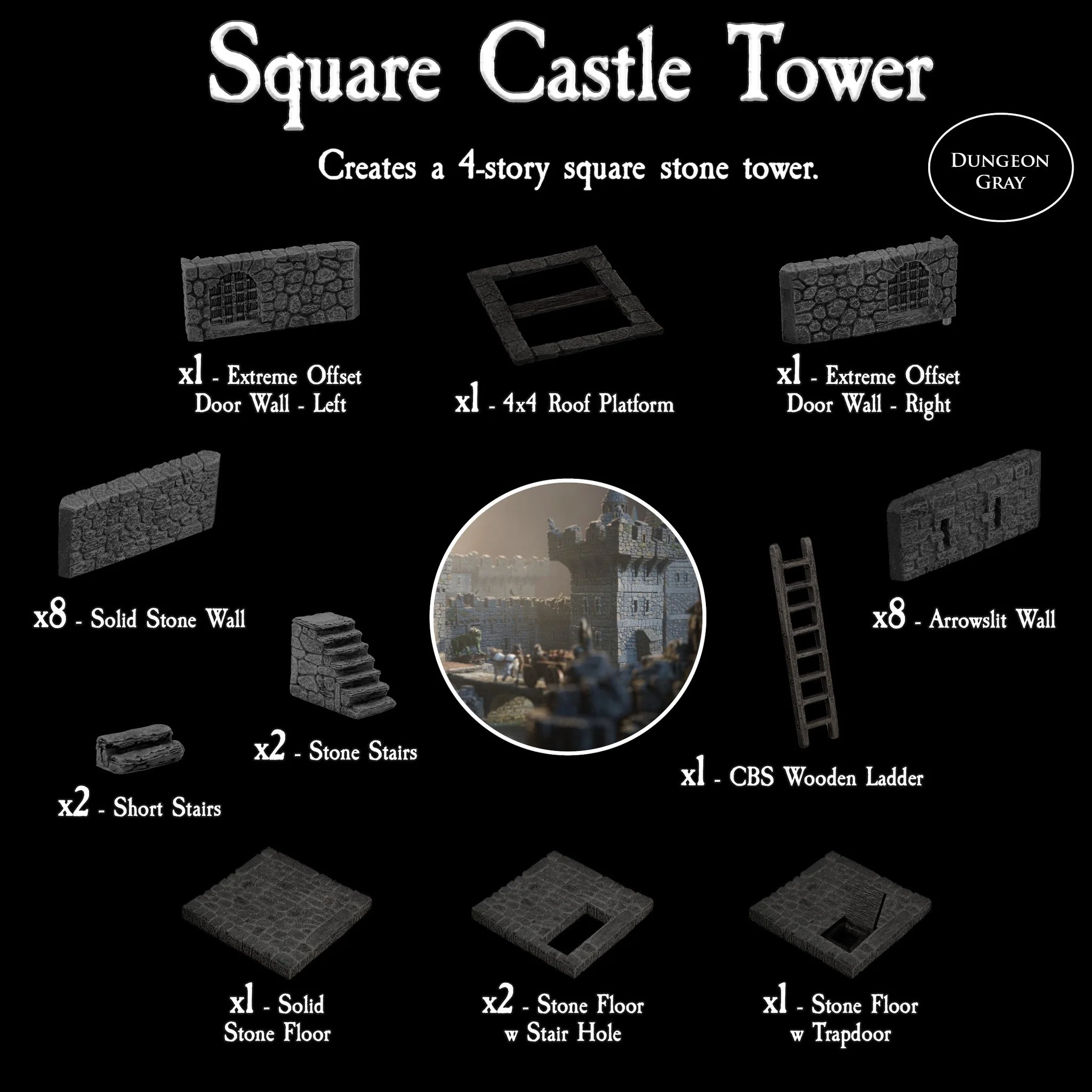 Square Castle Tower (Unpainted)