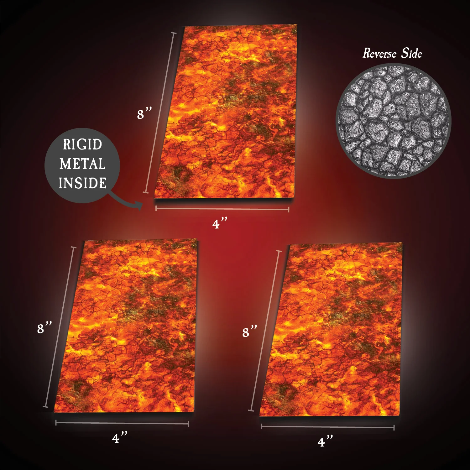 Terrain Trays 3-Pack 8"x4": Rough Stone/Lava